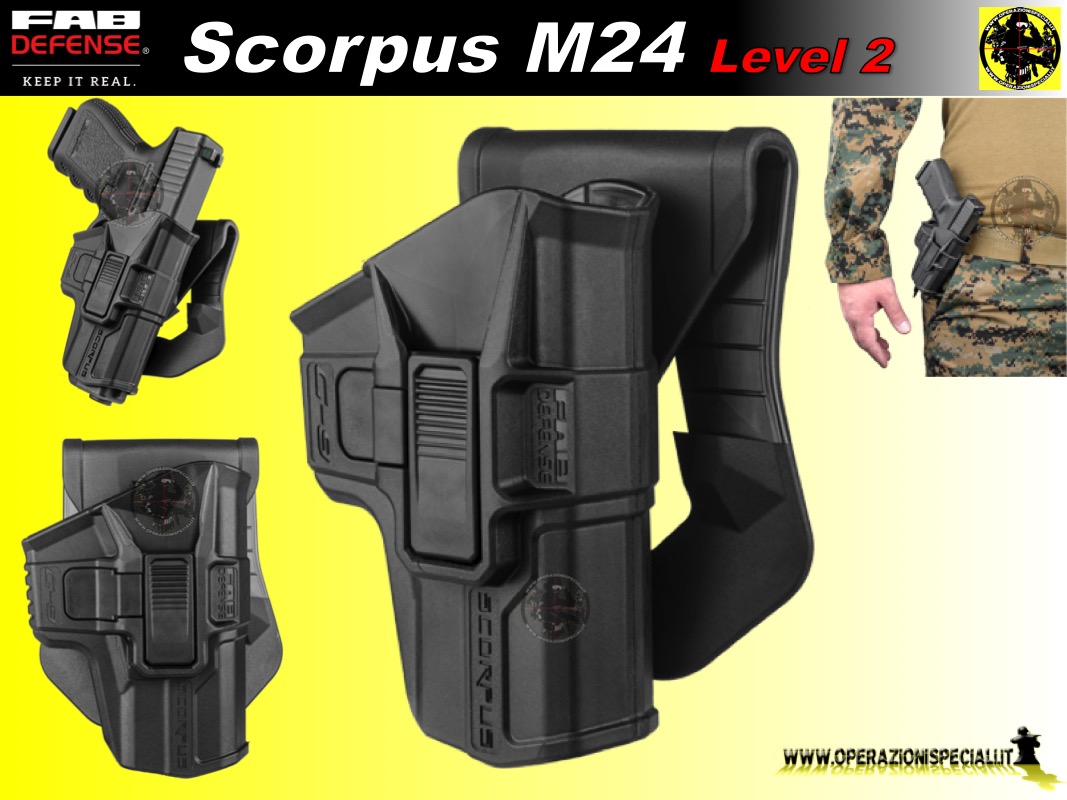 G43R M24 FAB Defence Scorpus Livello 2 M24 Glock 43 Fondina Active Ritenzione 
