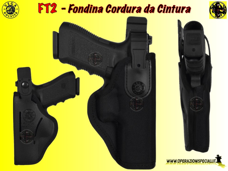 Fondina Vega Holster cordura FT205 per Glock 19-23-25-32-38 serie FT2 da fianco 