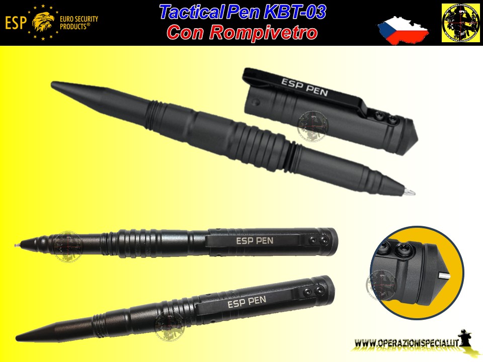Operazioni Speciali - Penna Tattica da Difesa Personale con Rompi Vetro ESP  Kubotan