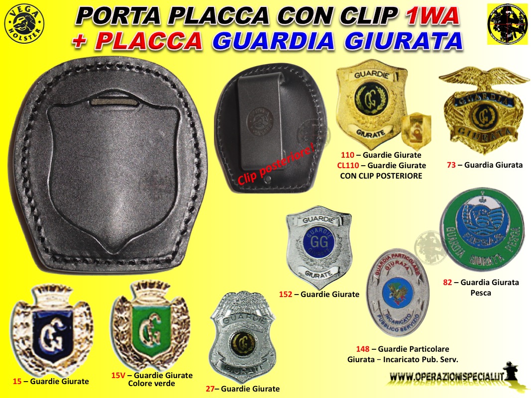 Placca da Cintura GPG Guardia Giurata 3D Vega Holster Italia 1WA73 